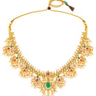 Graceful Ethnic Kundan Beads Necklace Set - Gold