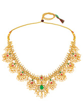 Graceful Ethnic Kundan Beads Necklace Set - Gold