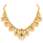 Graceful Ethnic Kundan Beads Necklace Set - Gold