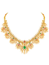 Graceful Ethnic Kundan Beads Necklace Set - Gold