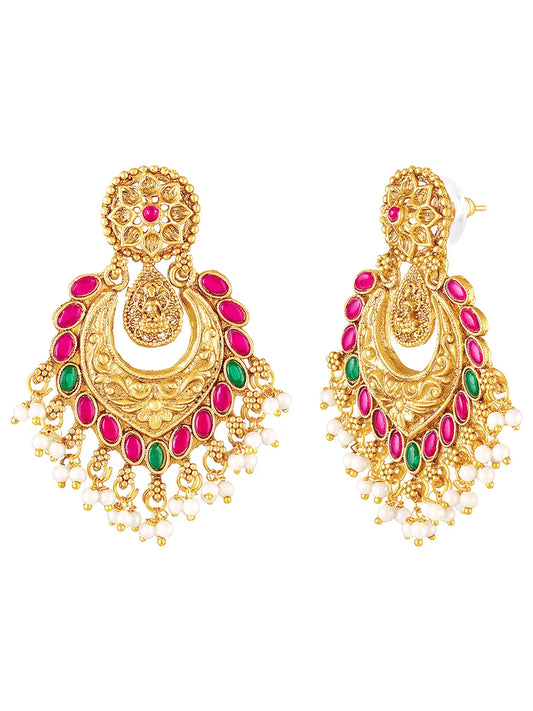 Peora Lakshmi Chandbali Earrings with Pearl Drops