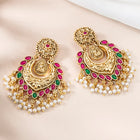 Peora Lakshmi Chandbali Earrings with Pearl Drops