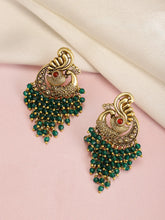 Peora Peacock Green Dangle Earrings - Gold