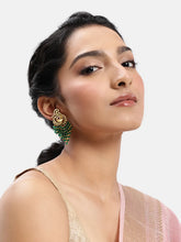 Peora Peacock Green Dangle Earrings - Gold
