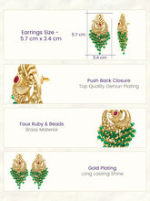 Peora Peacock Green Dangle Earrings - Gold
