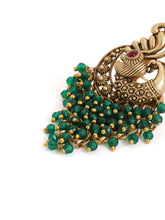 Peora Peacock Green Dangle Earrings - Gold
