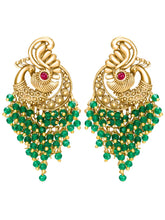 Peora Peacock Green Dangle Earrings - Gold
