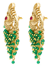 Peora Peacock Green Dangle Earrings - Gold