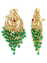 Peora Peacock Green Dangle Earrings - Gold