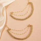 Traditional Paisley Pearl Chain Earrings - Gold