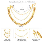 Traditional Paisley Pearl Chain Earrings - Gold
