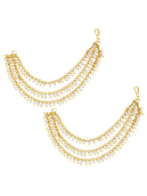 Peora Layered Pearl Drape Ear Chain - Gold