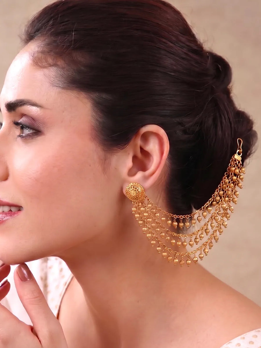 Peora Layered Charm Drape Ear Chain - Gold