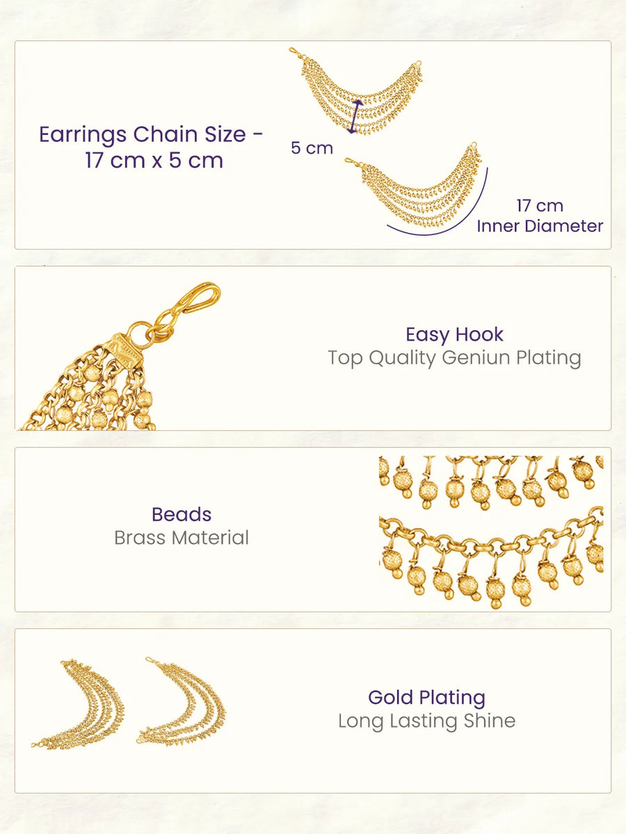 Peora Layered Charm Drape Ear Chain - Gold