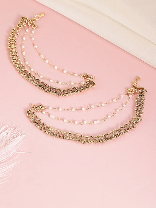 Peora Royal Cascade Drape Ear Chain - Gold