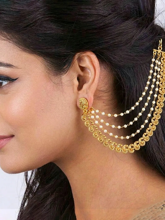 Peora Royal Cascade Drape Ear Chain - Gold