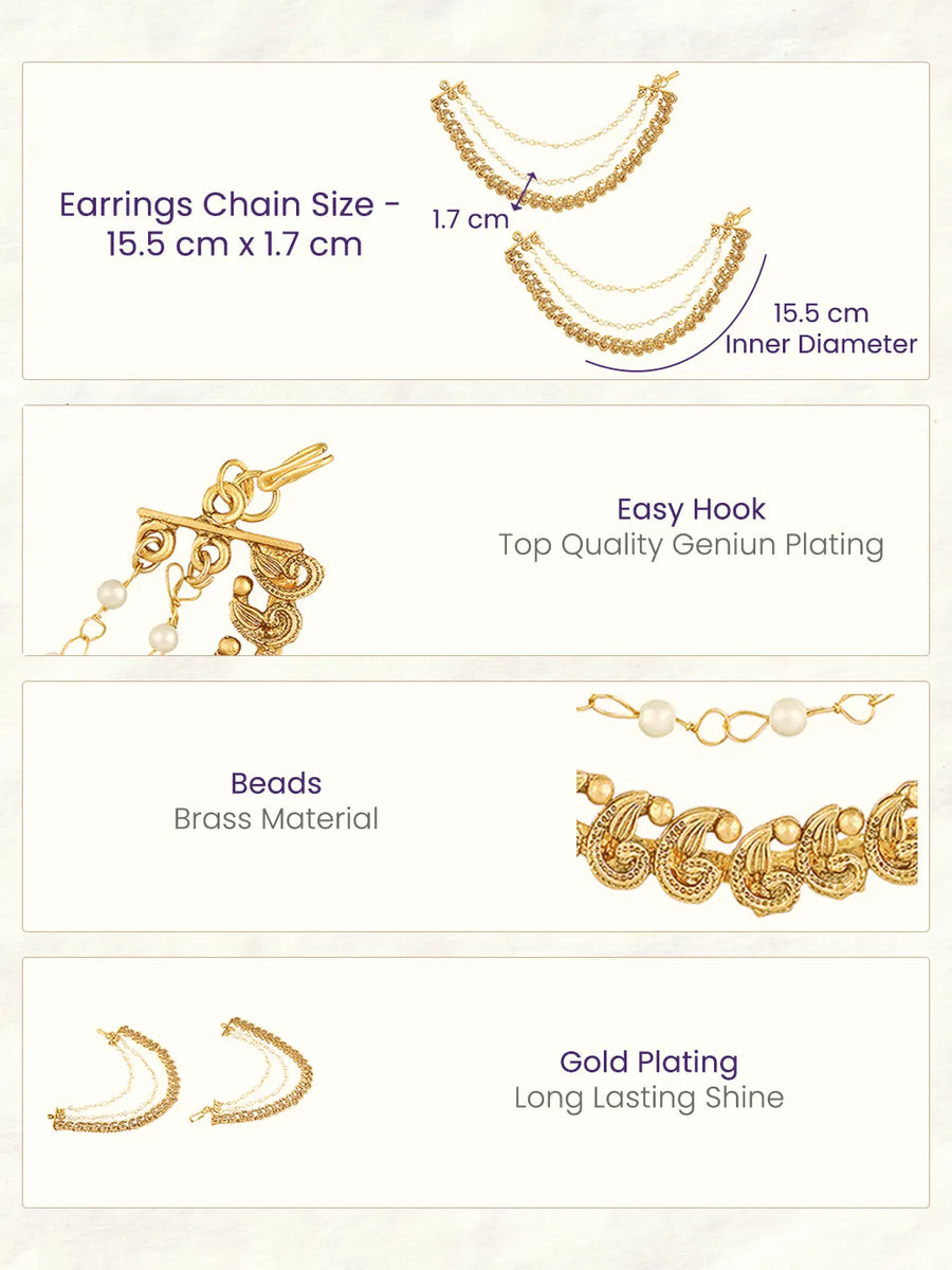 Peora Royal Cascade Drape Ear Chain - Gold