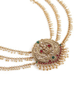 Peora Royal Ruby Green Bridal Juda Pin - Gold