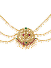 Peora Royal Ruby Green Bridal Juda Pin - Gold