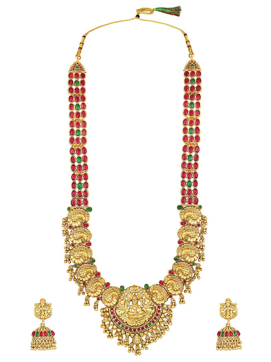 Laxmi Motif Faux Kundan Necklace Set - Gold