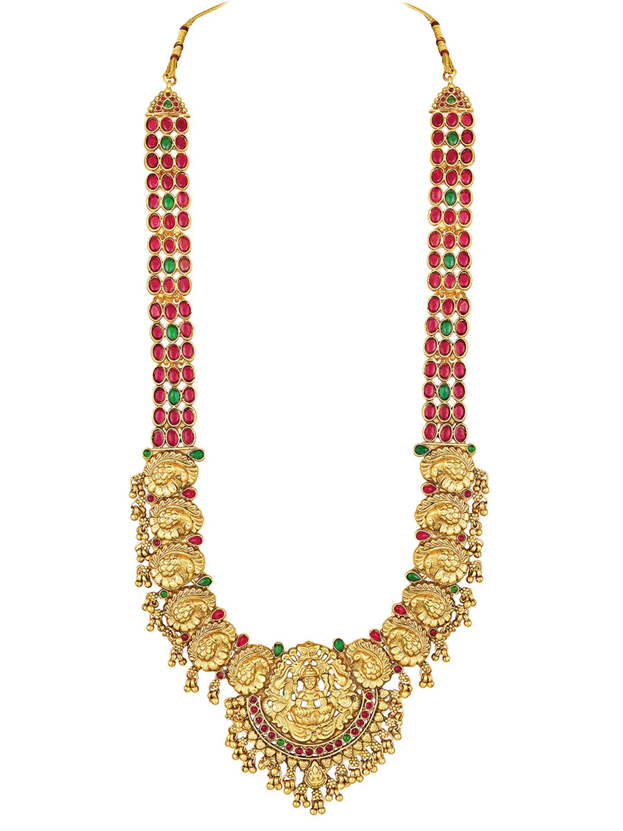 Laxmi Motif Faux Kundan Necklace Set - Gold