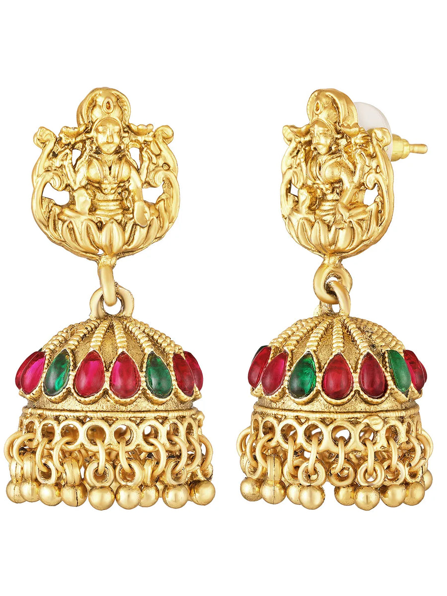 Laxmi Motif Faux Kundan Necklace Set - Gold