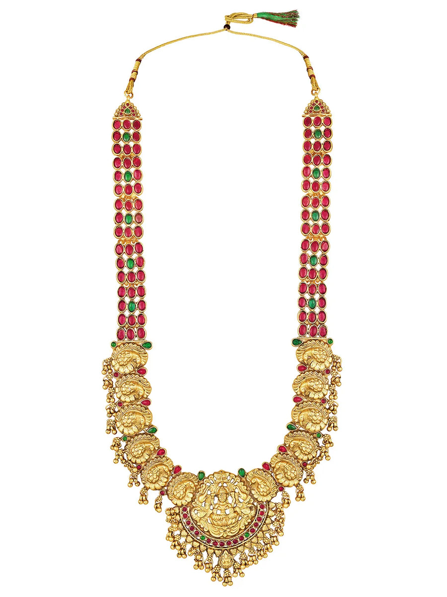 Laxmi Motif Faux Kundan Necklace Set - Gold