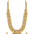 South Indian Temple Laxmi Necklace Set - Gold