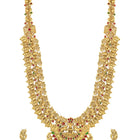 South Indian Temple Laxmi Necklace Set - Gold