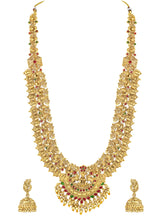 South Indian Temple Laxmi Necklace Set - Gold