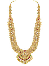 South Indian Temple Laxmi Necklace Set - Gold