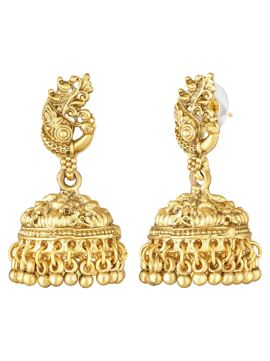 South Indian Temple Laxmi Necklace Set - Gold