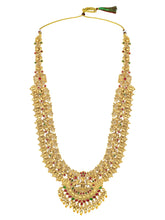 South Indian Temple Laxmi Necklace Set - Gold