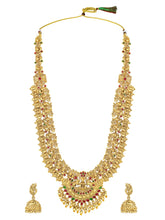 South Indian Temple Laxmi Necklace Set - Gold