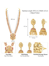 Royal Laxmi Temple Faux Ruby Necklace Set - Gold
