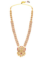 Royal Laxmi Temple Faux Ruby Necklace Set - Gold