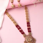 Traditional Laxmi Motif Temple Necklace Set - Gold