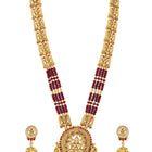 Traditional Laxmi Motif Temple Necklace Set - Gold