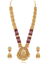 Traditional Laxmi Motif Temple Necklace Set - Gold