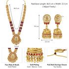 Traditional Laxmi Motif Temple Necklace Set - Gold