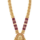 Traditional Laxmi Motif Temple Necklace Set - Gold