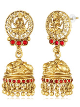 Traditional Laxmi Motif Temple Necklace Set - Gold