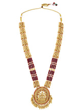 Traditional Laxmi Motif Temple Necklace Set - Gold