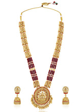 Traditional Laxmi Motif Temple Necklace Set - Gold