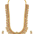South Indian Laxmi Motif Necklace Set - Gold