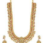 South Indian Laxmi Motif Necklace Set - Gold