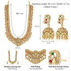 South Indian Laxmi Motif Necklace Set - Gold