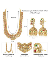 South Indian Laxmi Motif Necklace Set - Gold