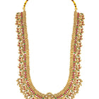 South Indian Laxmi Motif Necklace Set - Gold