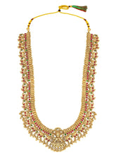 South Indian Laxmi Motif Necklace Set - Gold